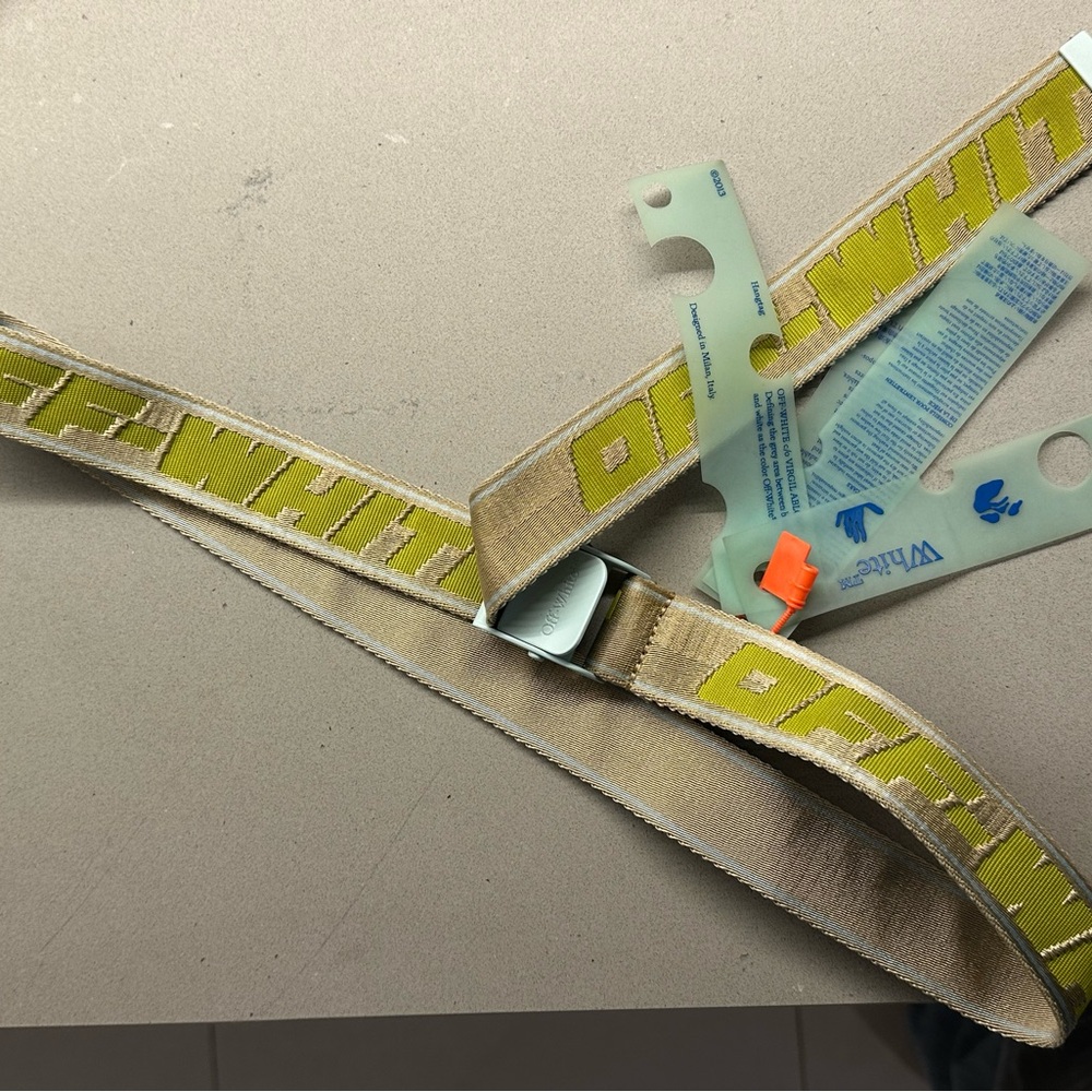 Off-White Industrial Belt in Camel Green